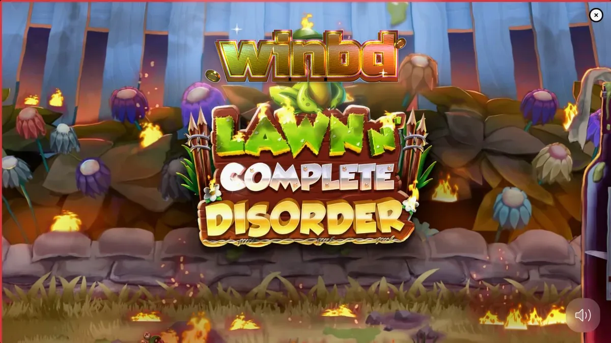 Lawn N’ Complete Disorder স্লট গেমের একটি দৃশ্য যেখানে গনোম আগুনের মধ্যে দাঁড়িয়ে আছে
